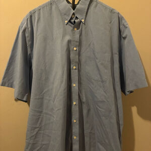 Eddie Bauer Men's XXL Tall Shirt Blue Micro Check Plaid Short Sleeve Button Down